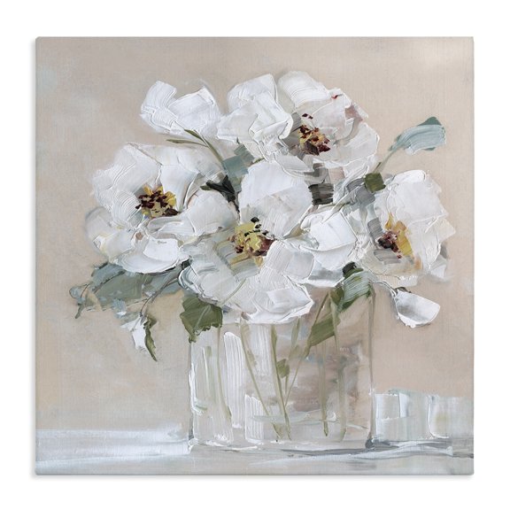 Stupell Industries French Country Traditional White Blooms Flower Arrangement Still Life Canvas Art, 24 x 24, by Sally Swatland