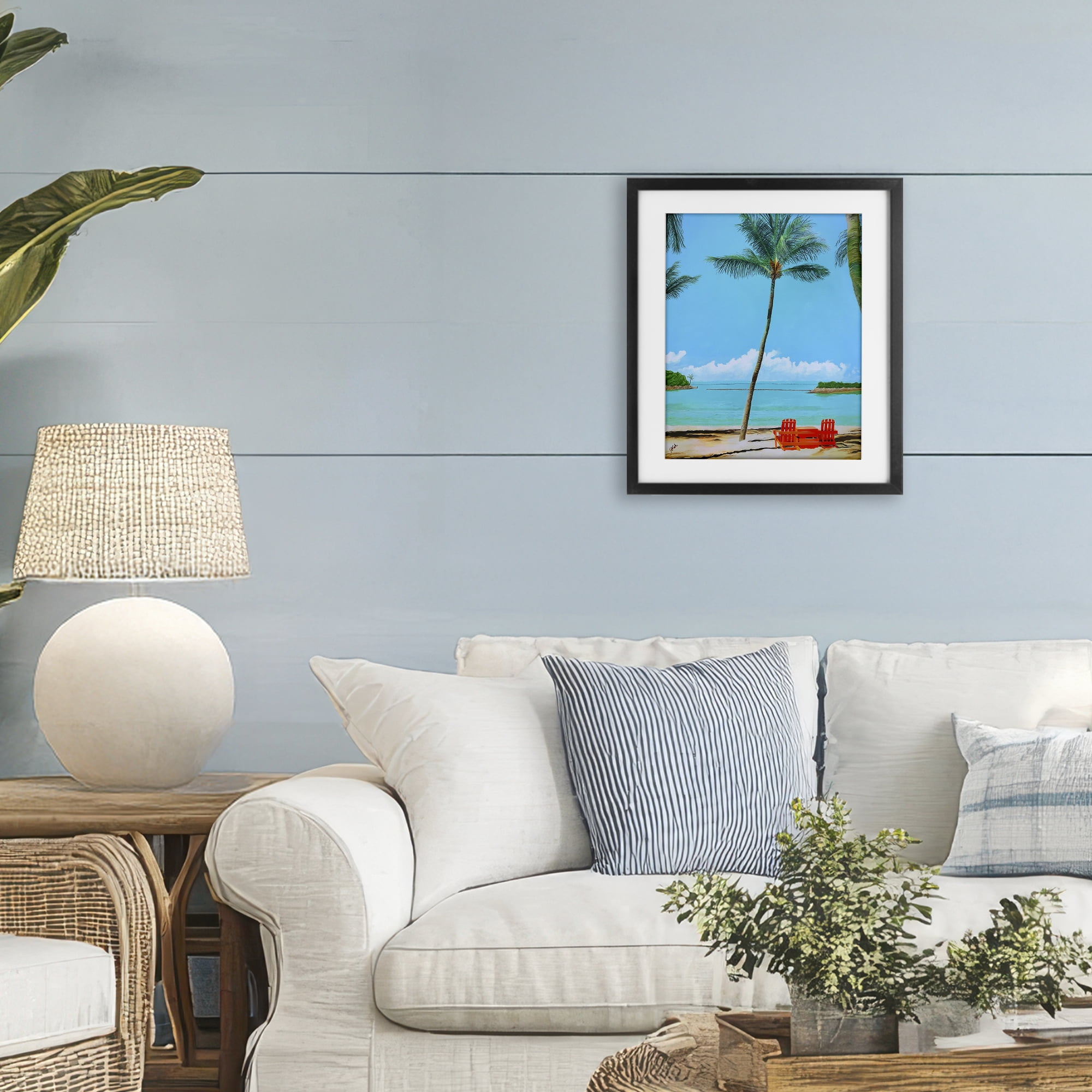 Stupell Industries Dreaming Of Palm Trees Black Framed Print Under Glass, design by John Jaster