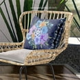thumbnail image 4 of Flowers Indoor/Outdoor Pillow in Indigo Yellow Dark Blue 28x28, 4 of 4