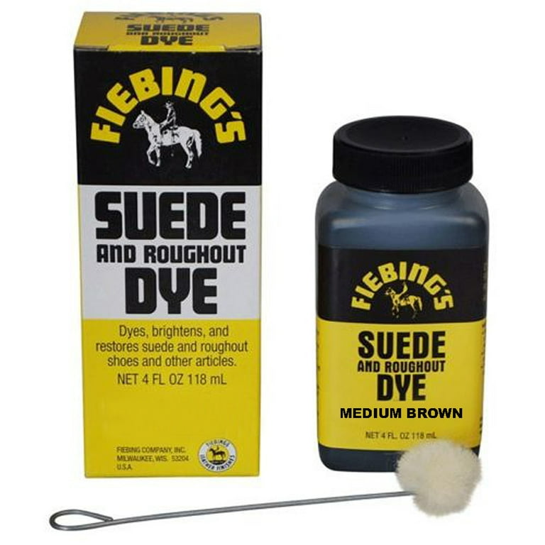 FIEBING'S SUEDE AND ROUGHOUT DYE FOR ALL LEATHER ARTICLES ALL COLORS 4 OZ 