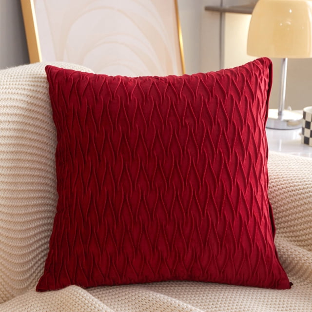 Xiao Hua Cojín decorativo - rojo, 45*45 cm, 1 unidad, cojín decorativo para sofá, funda de felpa suave con relleno de algodón PP, un toque acogedor para la decoración de la sala de estar.