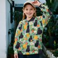 thumbnail image 2 of Uorisanigo Kids Girls Sweatshirt Comfortable Long Sleeve Lapel Zipper Sweatshirt Oversized Floral Black Cat Quarter Zipper Cropped Sweatshirts for Vacation Shopping Exercise Wear, 2 of 7