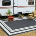 thumbnail image 6 of Twister.CK Outdoor Rug 8' x 10' Waterproof Patio Rug, Reversible Plastic Outside Carpet Storage Bag, for RV Camping Deck Balcony Porch, Gray & White, 6 of 8