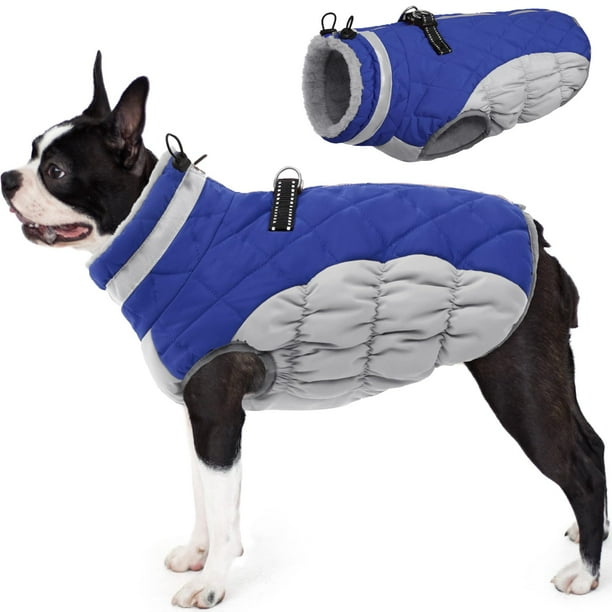 Abrigo para perros AOFITEE, impermeable, reflectante, de invierno, azul para perros
