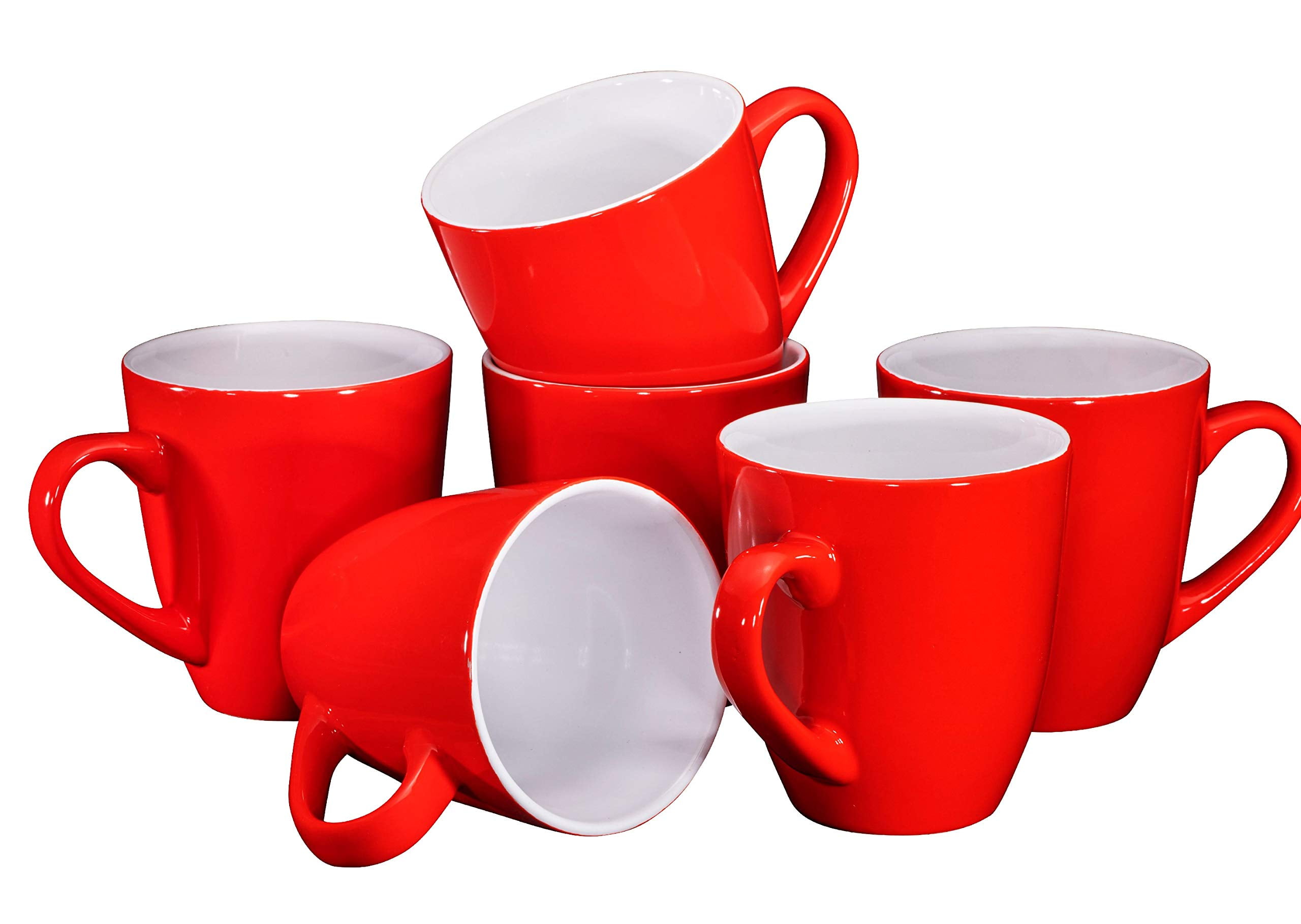 MITBAK 6-Pack Ceramic Coffee Mug Set with Lids (16-Ounce), Large Red Tumbler  Mugs Great for Taking Your Coffee & Tea To-Go