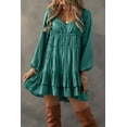 thumbnail image 3 of Women's Mist Green Tiered Ruffled Puff Sleeve Mini Dress - Elegant & Playful - [ZhiHiMeRi] | (US 12-14)L, 3 of 6