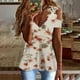 thumbnail image 2 of Mujeres Casual Adelgazante Draw Back Impreso Manga corta Cuello en V Encaje Hombro frío Tops OAVQHLG3B Store lin121212, 2 of 5