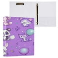 thumbnail image 3 of Cute Stylized Pandas Pattern 12.4x10.6in PVC Round Ring Binder, D-Ring 3-Hole, Metal Clip, 200 Sheets, 3 of 10