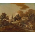 thumbnail image 3 of Thomas Gainsborough 17x15 Black Modern Framed Museum Art Print Titled - An Imaginary Wooded Village with Drovers and Cattle, 3 of 5