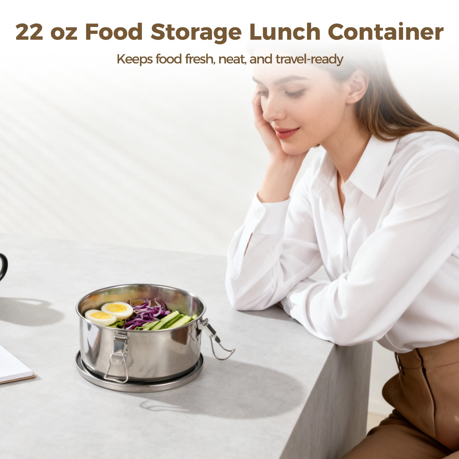 4 PCS Stainless Steel Bento Box, 22 oz Leakproof Food Containers with Locking Clips & Silicone Seal, Reusable Metal Food Storage Box for Work Picnic Travel