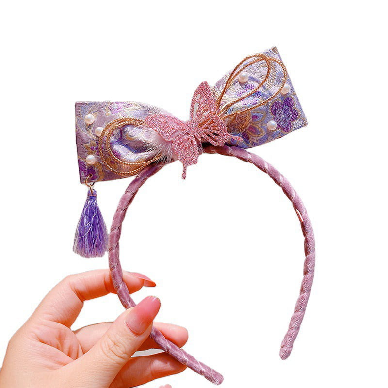 Girls Cute Bowtie Hairband Hair Hoop Headwear Cartoon Lace Hair Accessories 