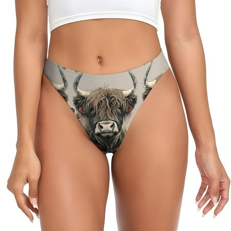 Thongs for Women - Butterfly Cow With Flowers No Show Seamless Womens Thongs Underwear  Soft Stretch G String Thongs for Women Cuteness Ladies Thong Bikini Panties Briefs