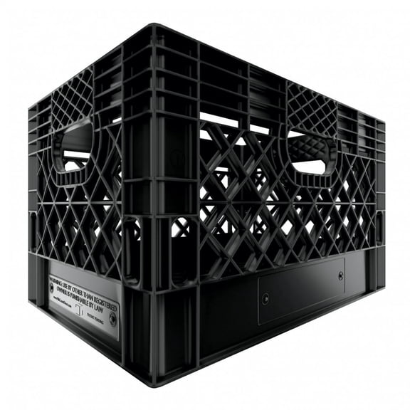 Heavy Duty Plastic Storage Milk Crate 24QT, Square Lattice Design, Stackable Utility Organizer Bin 6 gallons Made in USA (Black)