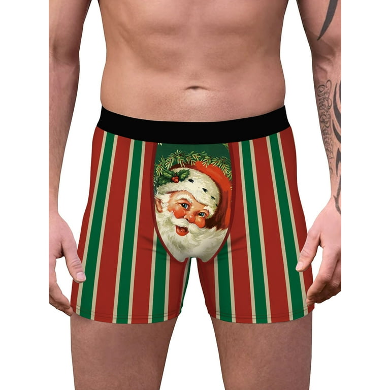 Sunisery Christmas Underwear for Men 3D Print Breathable Funny Novelty  Holiday Boxer Briefs