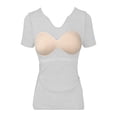 thumbnail image 5 of Comdrip V Neck Tops for Women Women's Half Sleeve V Neck T Shirts V Neck Basic T Shirts Workout Yoga Tops Casual Fitted Going Out Tops Shirts with Built in Bras for Women White 2XL, 5 of 7