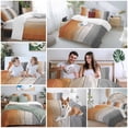 thumbnail image 5 of 3 Piece Burnt Orange Gray Ombre Duvet Cover Set Queen Size, Microfiber Comforter/Quilt Cover with Corner Ties and 2 Pillowcases, Vintage Farmhouse Wooden All Season Soft Bedding with Zipper Closure, 5 of 8
