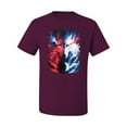 thumbnail image 2 of Artic Wolf Light Dark Good Bad Moon | Mens Animal Lover Graphic T-Shirt, Maroon, 3XL, 2 of 4