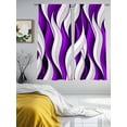 thumbnail image 3 of Purple White Moire Sheer Curtains 63 Inch Length 2 Panels Set - Light Filtering Window Treatments, Modern Abstract Art Rod Pocket Semi Curtains for Living Room/Bedroom/Kitchen Décor, 104"W x 63"L, 3 of 7