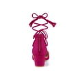 thumbnail image 2 of BLISSFUL STEP Women Pointed Toe Block Heels Lace Up Pumps Hot Pink 6, 2 of 7