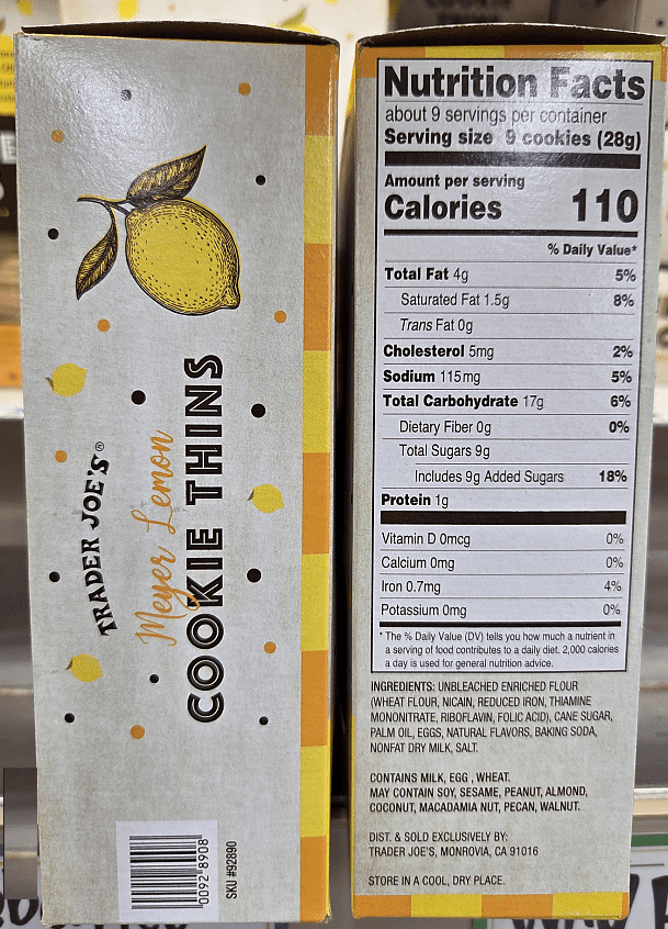 Trader Joe's Meyer Lemon Cookie Thins 9oz 255g (2 Boxes)