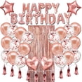 thumbnail image 1 of Kit de globos de cumpleaños Mylar Rose Gold, 49 piezas con cortina con flecos, 1 of 1
