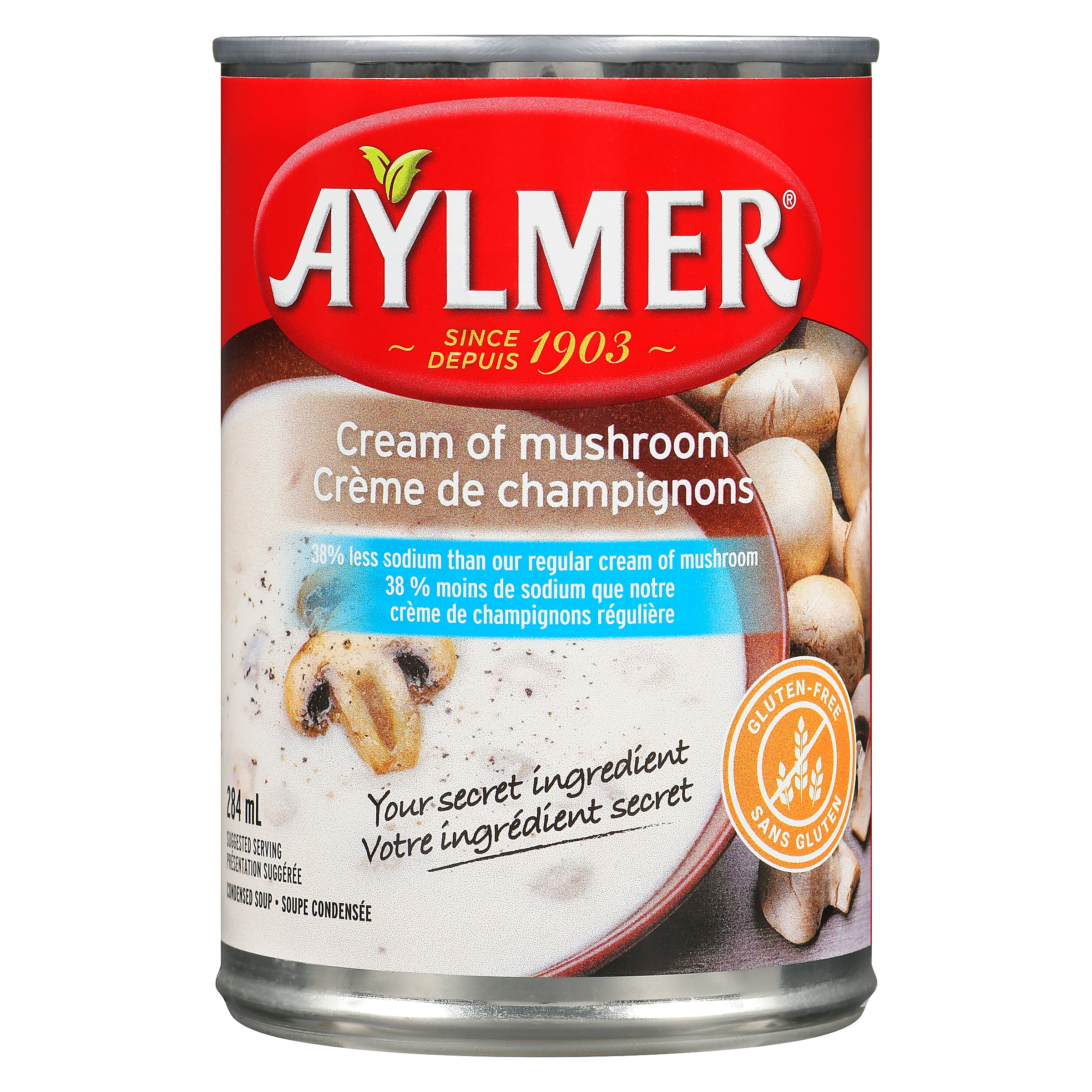 Aylmer Cream of Mushroom, Less sodium, Condensed soup 284mL
