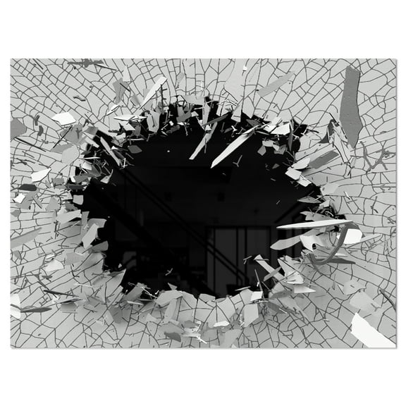 Designart 'Abstract Broken Wall 3D Design' Metal Wall Art