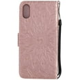 thumbnail image 4 of Wallet Case, Embossed Sunflower Premium PU Leather Folio Flip Kickstand Card Slots Wrist Strap Cover for iPhone 11ProMax(Rose Gold), 4 of 7