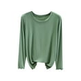 thumbnail image 5 of SELONE Long Sleeve Undershirt for Women Thermal Shirt Crewneck Tops Soild Tight Winter Underwear Clothes Green, 5 of 9