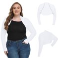 thumbnail image 3 of Fewfanhot Women Plus Size Long Sleeve Cropped Bolero Shrug, Open Front Lightweight Knit Cover Up Shawl, 3 of 4