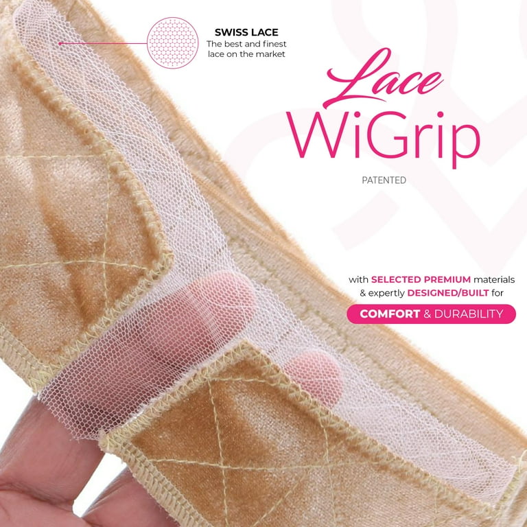 Milano Collection Adult Women's Lace WiGrip Wig Grip Band, Solid Print,  Nude, 2 Pack 