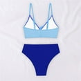 thumbnail image 6 of TEVEQ Women's Two Swimsuit High Waisted Bikini Sets Color Block Bathing Suits Swim Suits for Women 2025 Bikini Sets for Women Bathing Suit for Women Bikini 2025 New Triangle Bikini Sets Blue L, 6 of 7