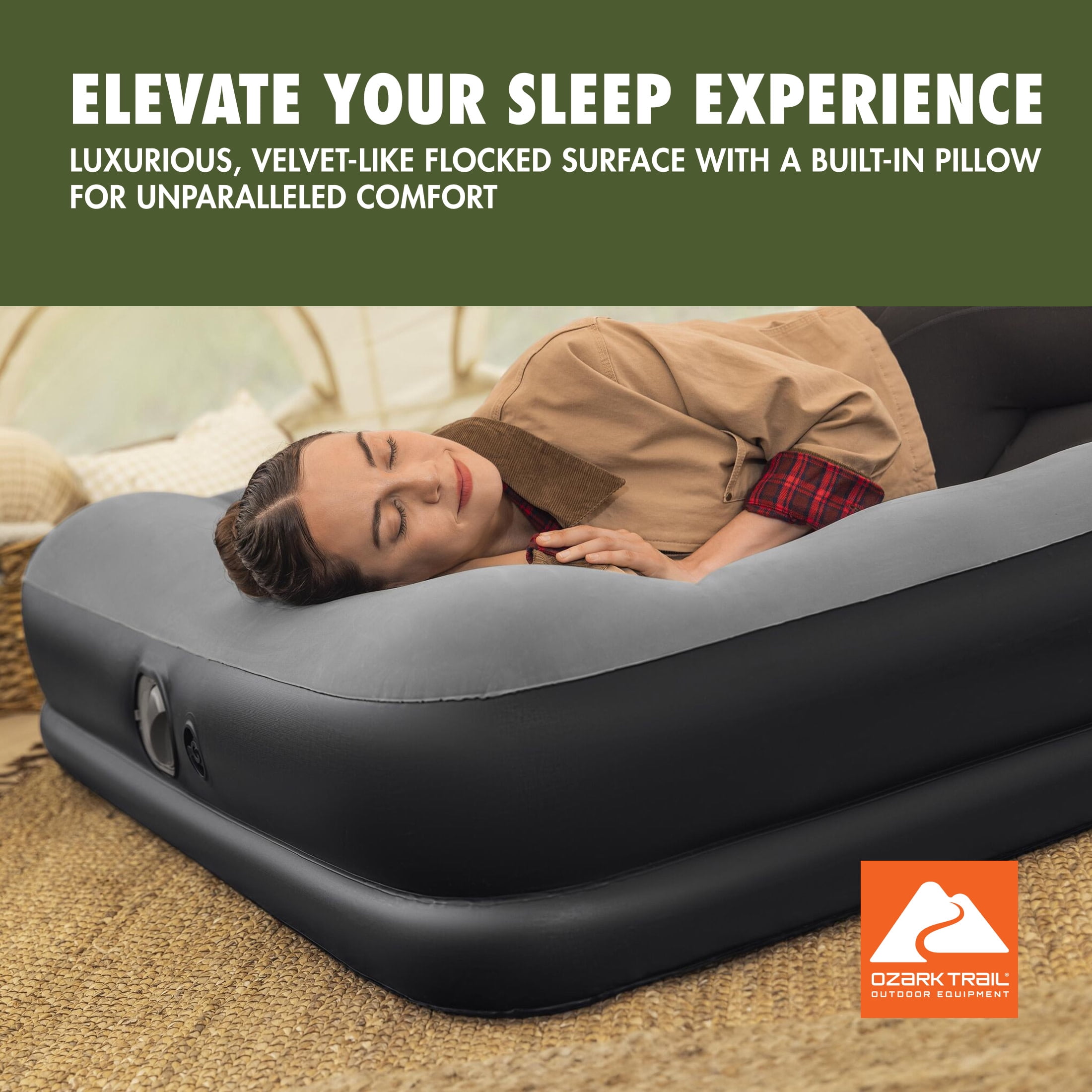 Ozark Trail 13" Queen Indoor & Outdoor Air Mattress with Built-In USB Pump