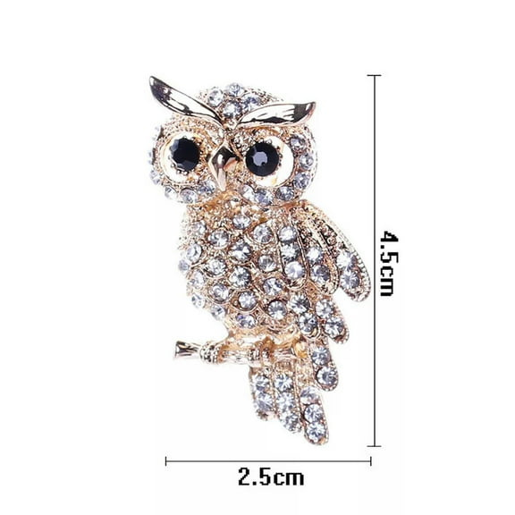 GKNET 1x Fashion Gold Plated Owl Shiny Crystal Lady Delicate Jewelry NTinestone Brooches B