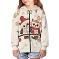 thumbnail image 2 of Psesaysky Girls' Fashion Hoodies Sweatshirts with Pocket Cute Christmas Owl Fleece Zip-Up Hoodie for Girls and Boy 8-10 Years Old Girl Winter Clothes, 2 of 7