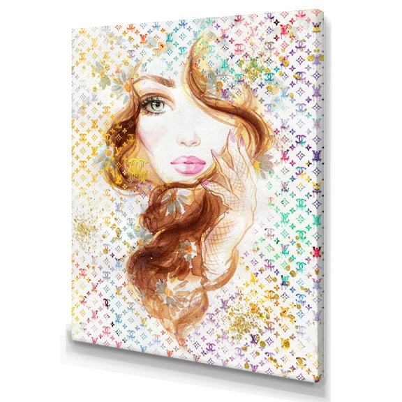 Designart Multi-Color Female Luxury Portrait II Canvas Wall Art