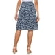 thumbnail image 3 of Faldas florales para mujer INSPIRE CHIC, falda de gasa de verano con cintura elástica fruncida, corte A por debajo de la rodilla, falda con volantes en capas, color azul marino, 3 of 6