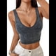 thumbnail image 1 of Tops Cortos Sin Mangas para Mujer con Cuello Cuadrado Acanalado Negro M, 1 of 7