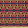thumbnail image 2 of Ambesonne Geometric Fabric by the Yard Microfiber, Summer Spiral Triangles, 5 Yards, Indigo Dark Coral Orange, 2 of 2
