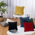 thumbnail image 6 of EastVita Throw Pillow Covers With Pom Poms Soft Solid Velvet Pillow Cases Square Decorative Cushion Covers For Couch Bedroom Car Sofa Outdoors, 6 of 6