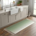 thumbnail image 6 of Area Rug with Tassels 2' x 5', Spring Gradient Simplistic Kitchen Runner Rug for Hallway Bedroom Throw Rugs, Simple Sage Green White Ombre Soft Door Mat for Bathroom Entrance Living Room, 6 of 9