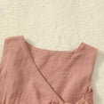 thumbnail image 3 of Toddler Girl Dress Summer Sleeveless Linen Cotton Dress Bow Kids Casual Dresses Clothes, 3 of 8