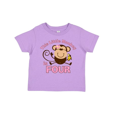 

Inktastic Little Monkey Girl 4th Birthday Gift Toddler Toddler Girl T-Shirt