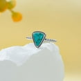 thumbnail image 3 of Boho Turquoise Stone Ring for Women 925 Sterling Silver Oxidized Triangle Western Ring Gift for Her Wife Mom, 3 of 6