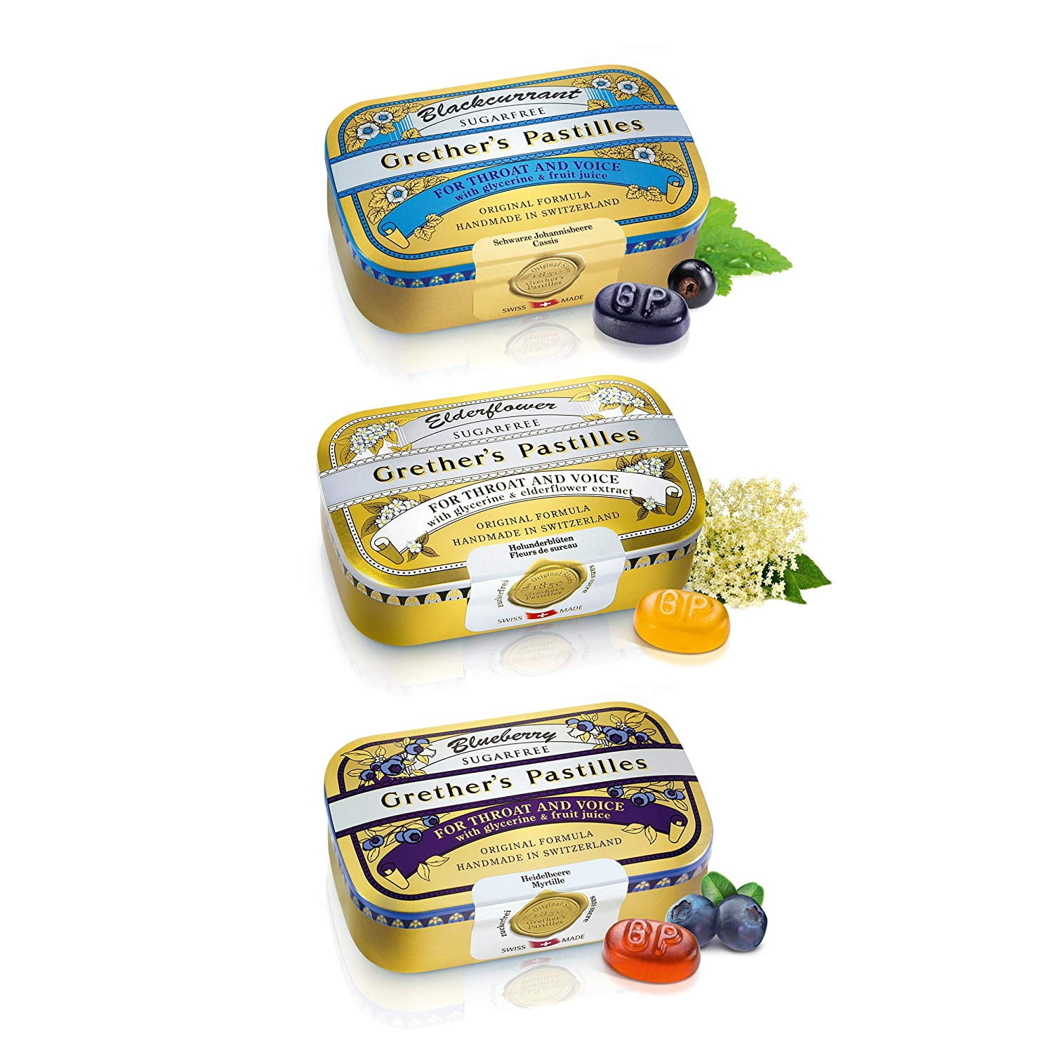 Grether’s Pastilles for Throat and Voice, 3 Flavor Pack, 110 g / 3.75 oz Each