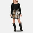 thumbnail image 4 of Fsqjgq 4T Girl Clothes Fall Trendy Girls Clothes Girl Skirt Sets 2 Piece Outfits Square Neck Jacquard Puff Sleeve Tops Plaid Mini Skirt Shorts Fall Winter Clothes Baby Girl Outfit Set Size 100, 4 of 7