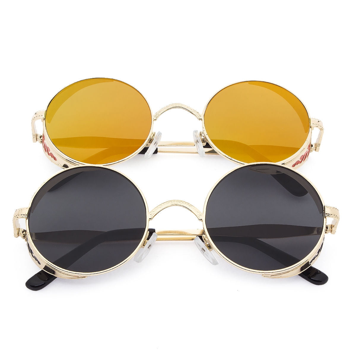 Studio Cover Metal Frame Side Shield Round Fashion Vintage Sunglasses Black Z1 