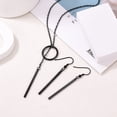 thumbnail image 6 of Silvora Black Necklaces Earrings Set for Women Dainty Drop Bar Pendant Long Lariat Y-Necklaces Adjustable Long Chain Trendy Earrings Jewelry Gifts for Daughter Mom Birthday Mother's Day, 6 of 7