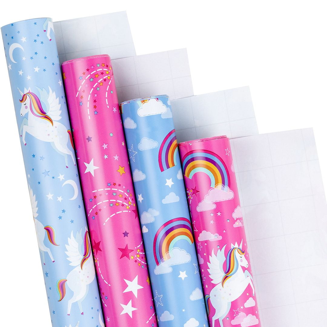  Unicorn Wrapping Paper Rolls - 3 Rolls 17” x 120” Unicorn  Birthday Wrapping Paper Rolls Pink Unicorn Rainbow Gift Wrap Paper Girls  Purple Wrapping Paper Rolls Kids Bday Gift Wrap with