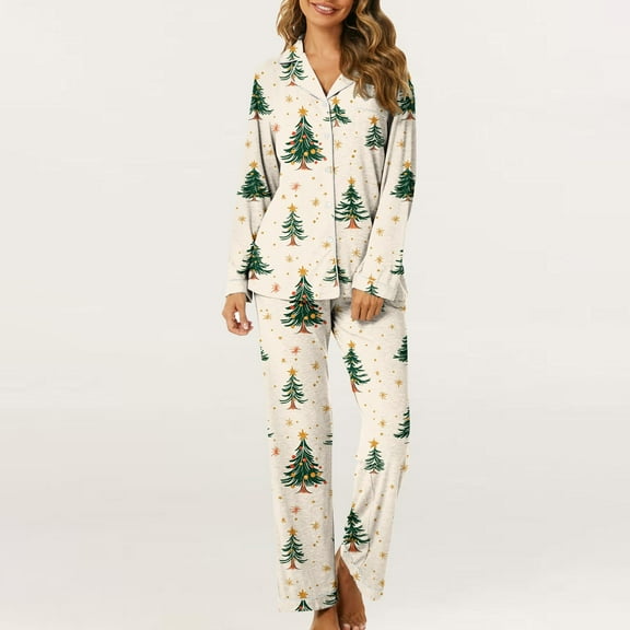 Vetsdori Womens Christmas Pajamas Soft Nightwear Sets Winter , Holiday Loungewear for Women